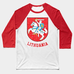 Lithuania - Vintage Distressed Style Crest Design Baseball T-Shirt